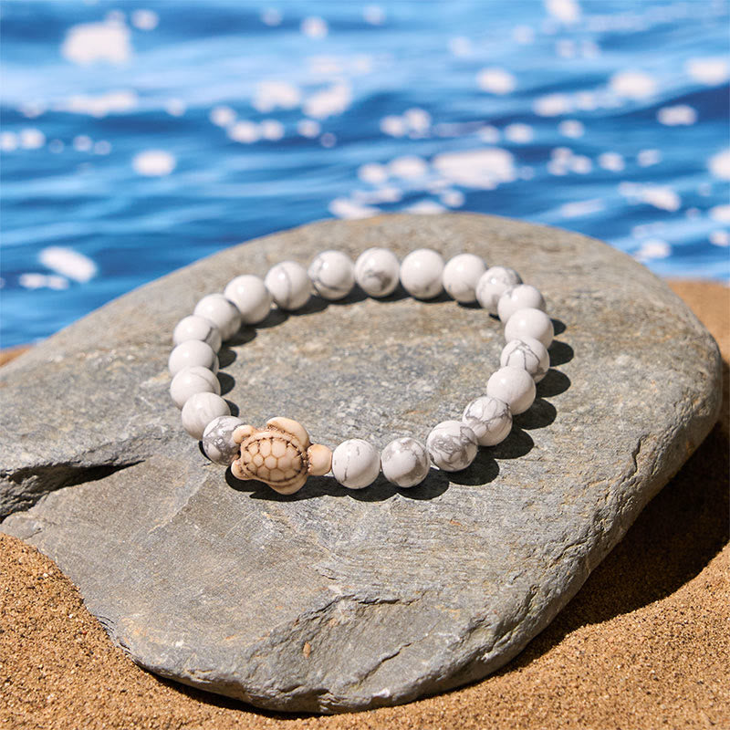 Natural Gemstone Beaded Sea Turtle Wisdom Bracelet