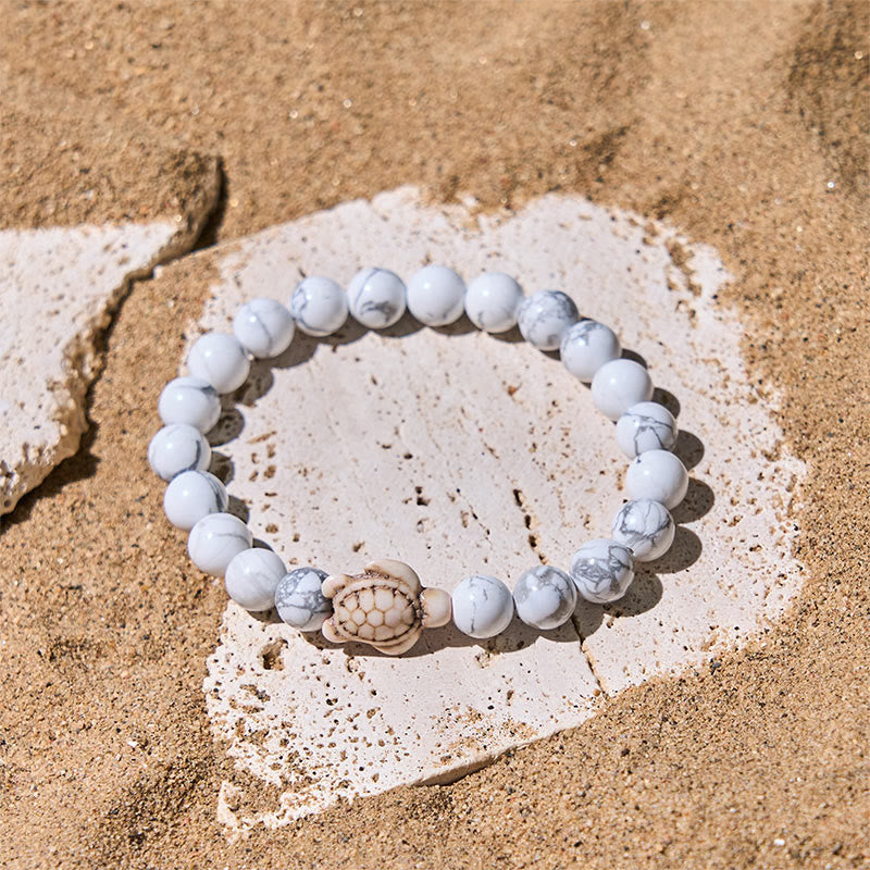 Natural Gemstone Beaded Sea Turtle Wisdom Bracelet