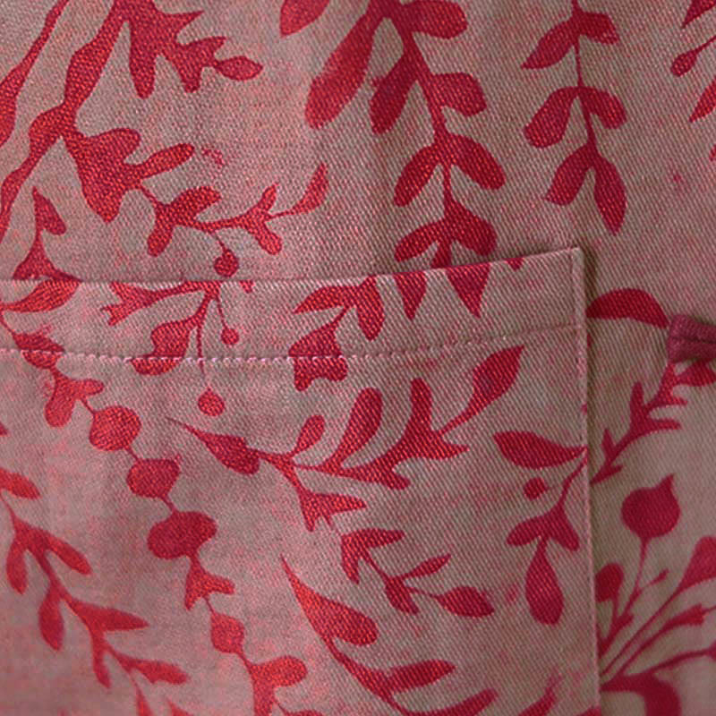 Frog-button Vine Leaves Women's Coat With Pockets