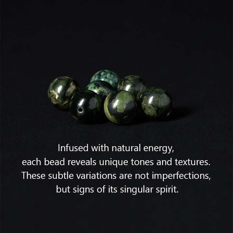 Natural Grey & Kambaba Jasper Om Mani Padme Hum Buddha Bracelet