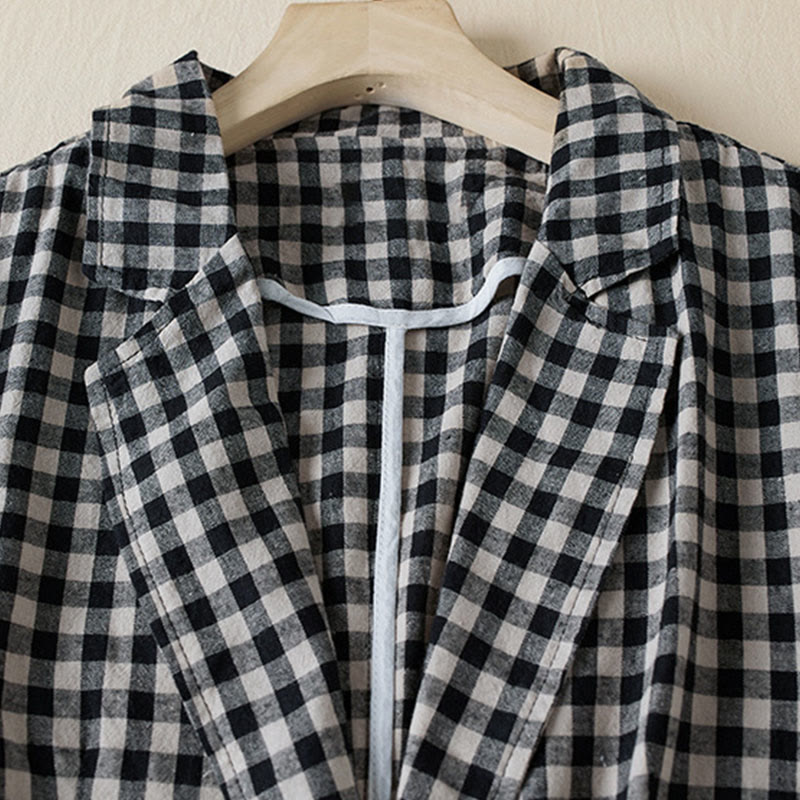 Tactile Cotton Plaid Structured Mindful Transit Jacket