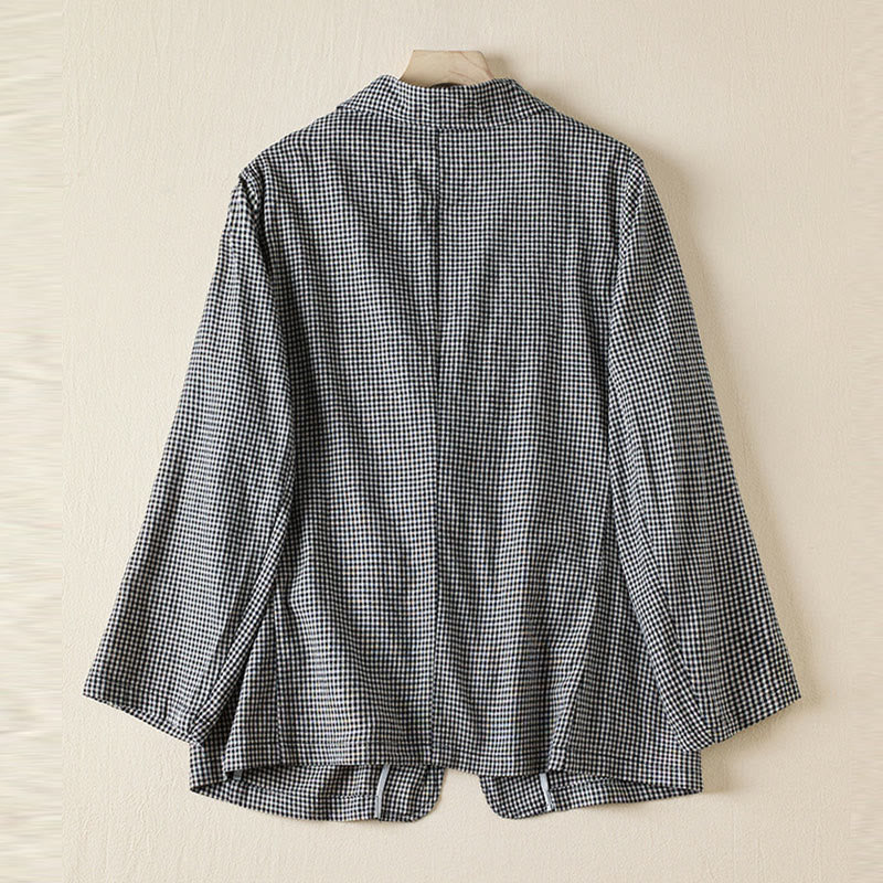 Tactile Cotton Plaid Structured Mindful Transit Jacket