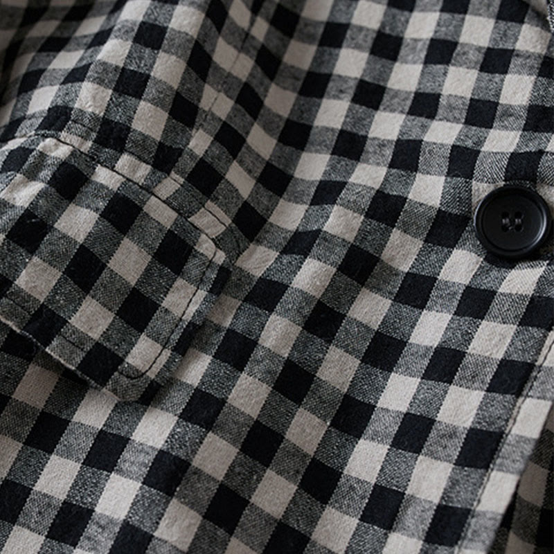 Tactile Cotton Plaid Structured Mindful Transit Jacket