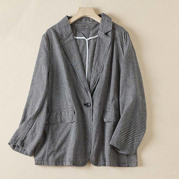 Tactile Cotton Plaid Structured Mindful Transit Jacket