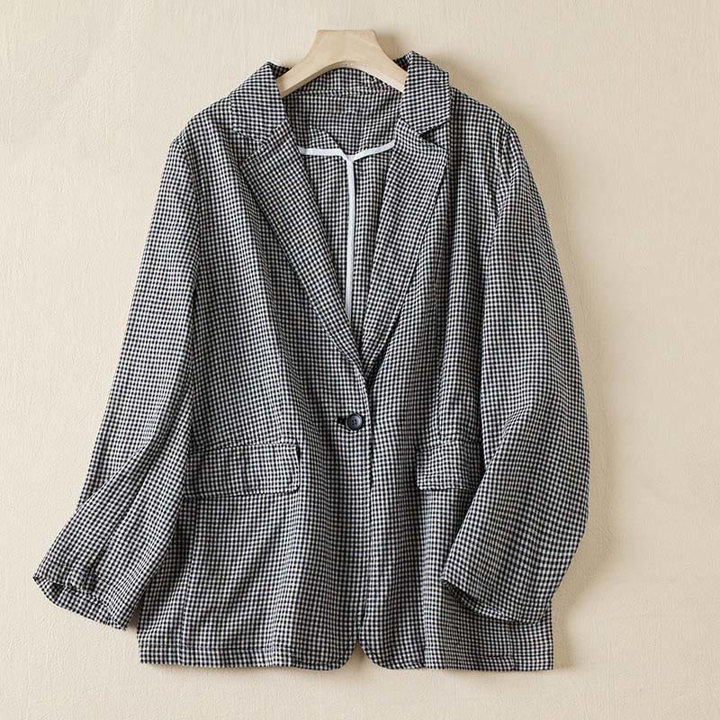 Tactile Cotton Plaid Structured Mindful Transit Jacket