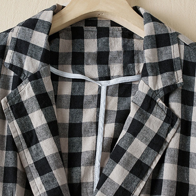 Tactile Cotton Plaid Structured Mindful Transit Jacket