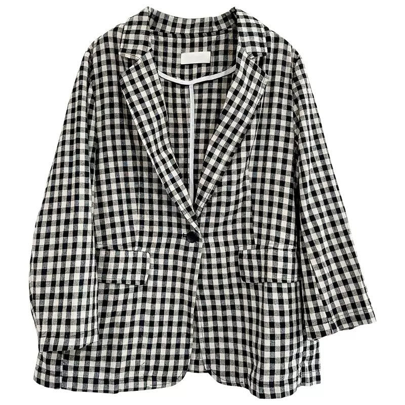 Tactile Cotton Plaid Structured Mindful Transit Jacket