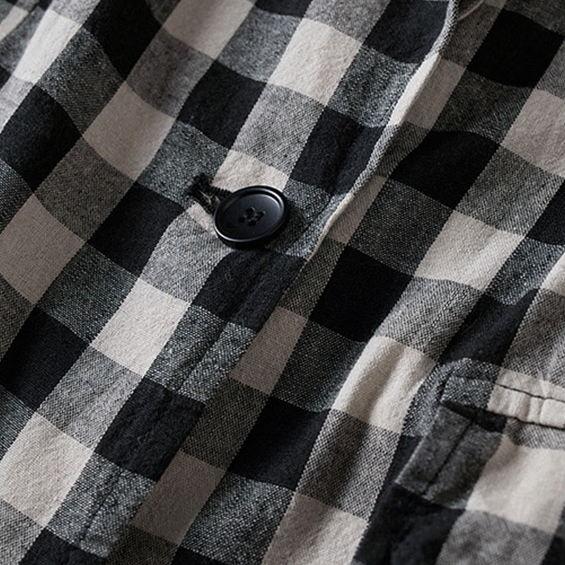 Tactile Cotton Plaid Structured Mindful Transit Jacket