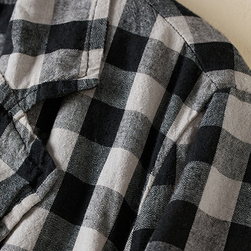 Tactile Cotton Plaid Structured Mindful Transit Jacket