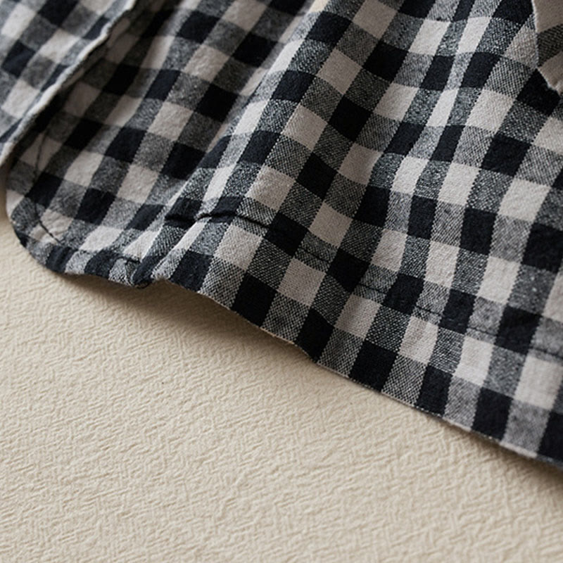 Tactile Cotton Plaid Structured Mindful Transit Jacket