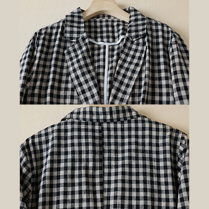 Tactile Cotton Plaid Structured Mindful Transit Jacket