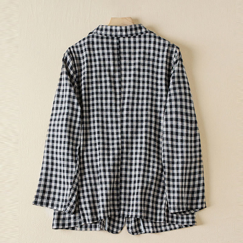 Tactile Cotton Plaid Structured Mindful Transit Jacket