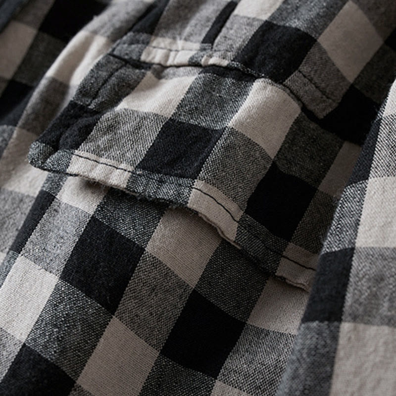 Tactile Cotton Plaid Structured Mindful Transit Jacket