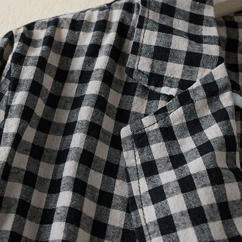 Tactile Cotton Plaid Structured Mindful Transit Jacket