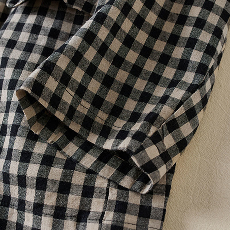 Tactile Cotton Plaid Structured Mindful Transit Jacket