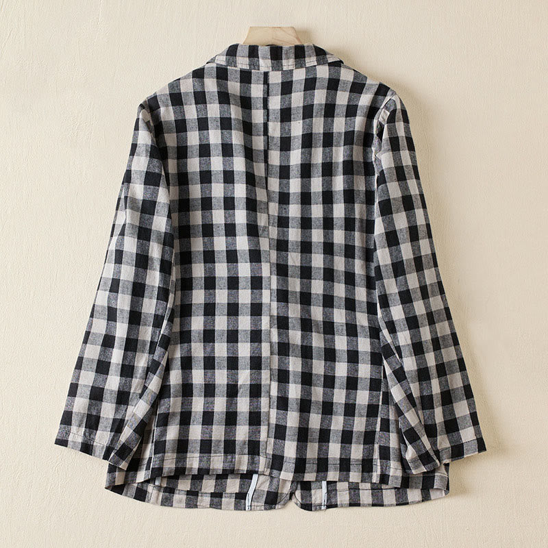 Tactile Cotton Plaid Structured Mindful Transit Jacket