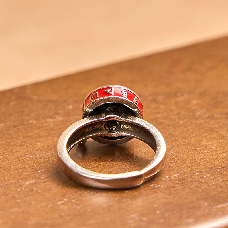 Om Mani Padme Hum Copper Prayer Wheel Rotatable Wealth Ring