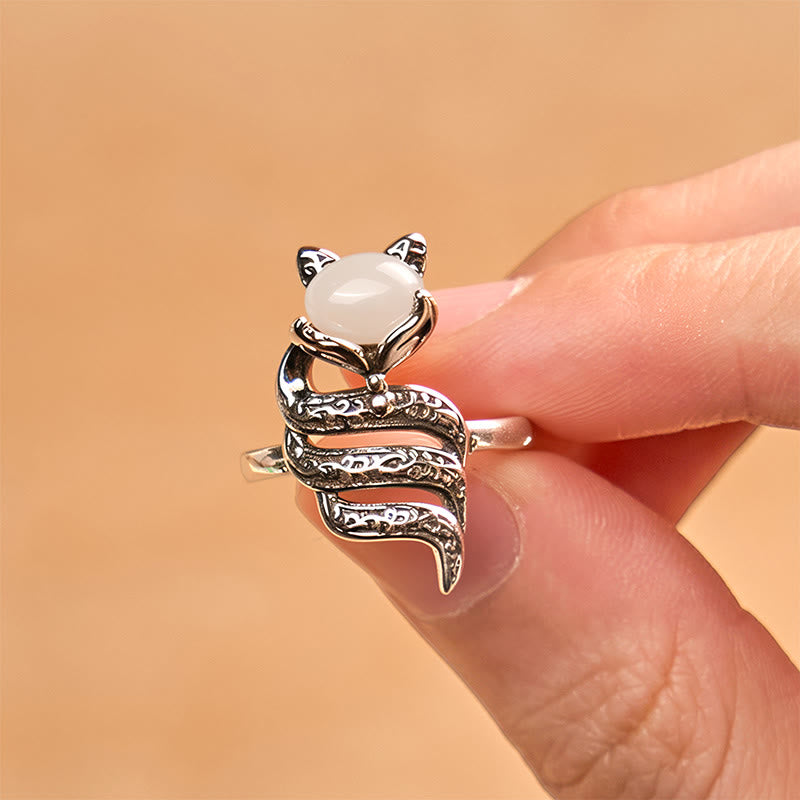 Copper Fox Head Open Healing Ring