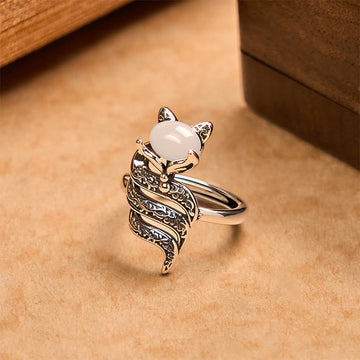Copper Fox Head Open Healing Ring