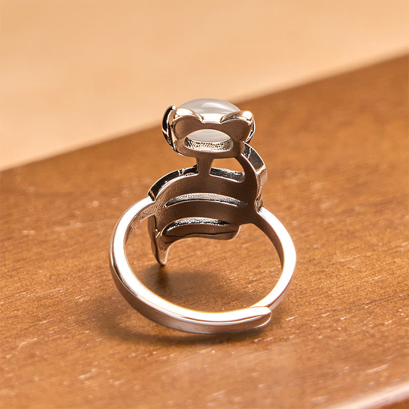 Copper Fox Head Open Healing Ring