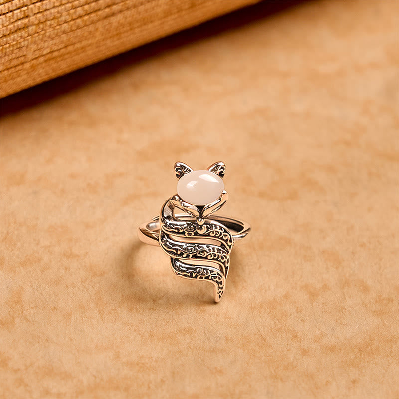 Copper Fox Head Open Healing Ring