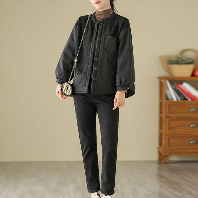 Tactile Cotton Stand Collar Daily Grounding Jacket