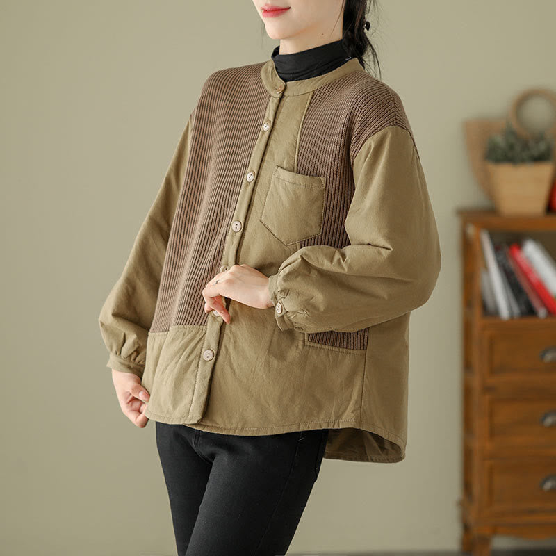 Tactile Cotton Stand Collar Daily Grounding Jacket