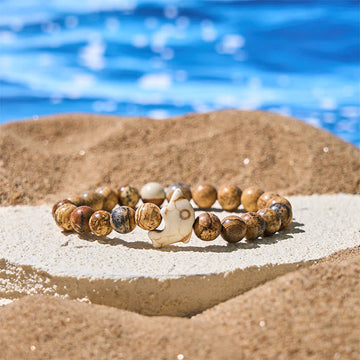Hand-Selected Natural Gemstone Beaded Bracelet with Dolphin Symbol
