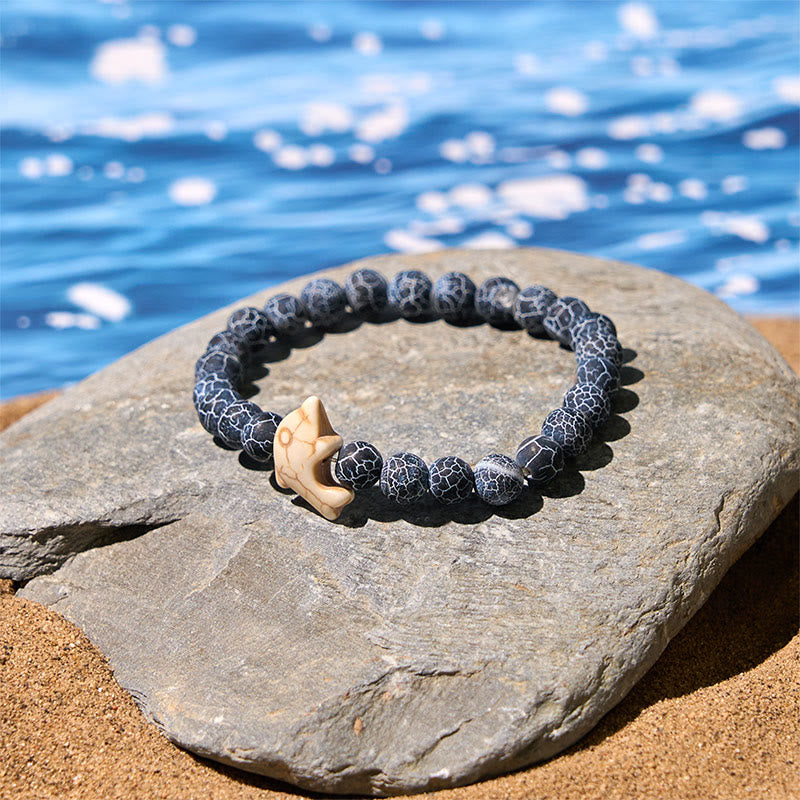 Hand-Selected Natural Gemstone Beaded Bracelet with Dolphin Symbol