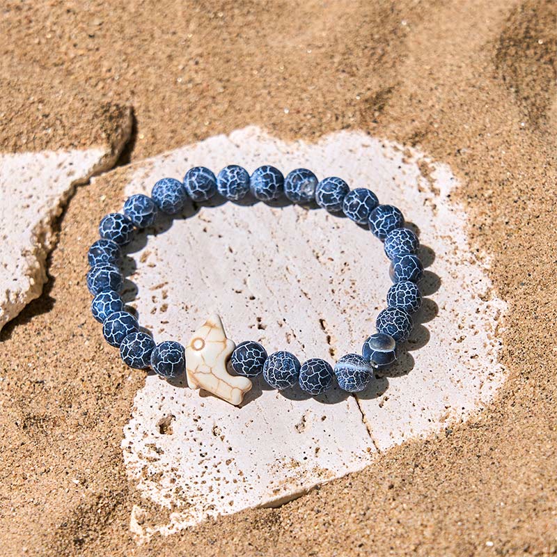 Hand-Selected Natural Gemstone Beaded Bracelet with Dolphin Symbol