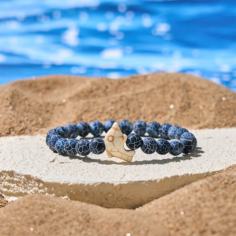 Hand-Selected Natural Gemstone Beaded Bracelet with Dolphin Symbol