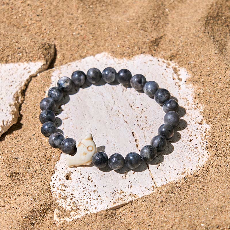 Hand-Selected Natural Gemstone Beaded Bracelet with Dolphin Symbol