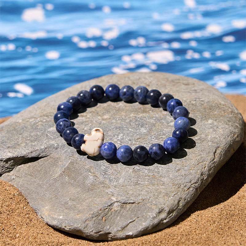 Natural Stone Elephant Symbol Beaded Bracelet: Inner Strength & Grounding