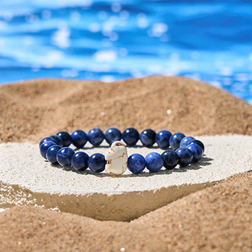 Natural Stone Elephant Symbol Beaded Bracelet: Inner Strength & Grounding