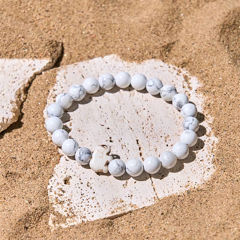 Natural Stone Elephant Symbol Beaded Bracelet: Inner Strength & Grounding