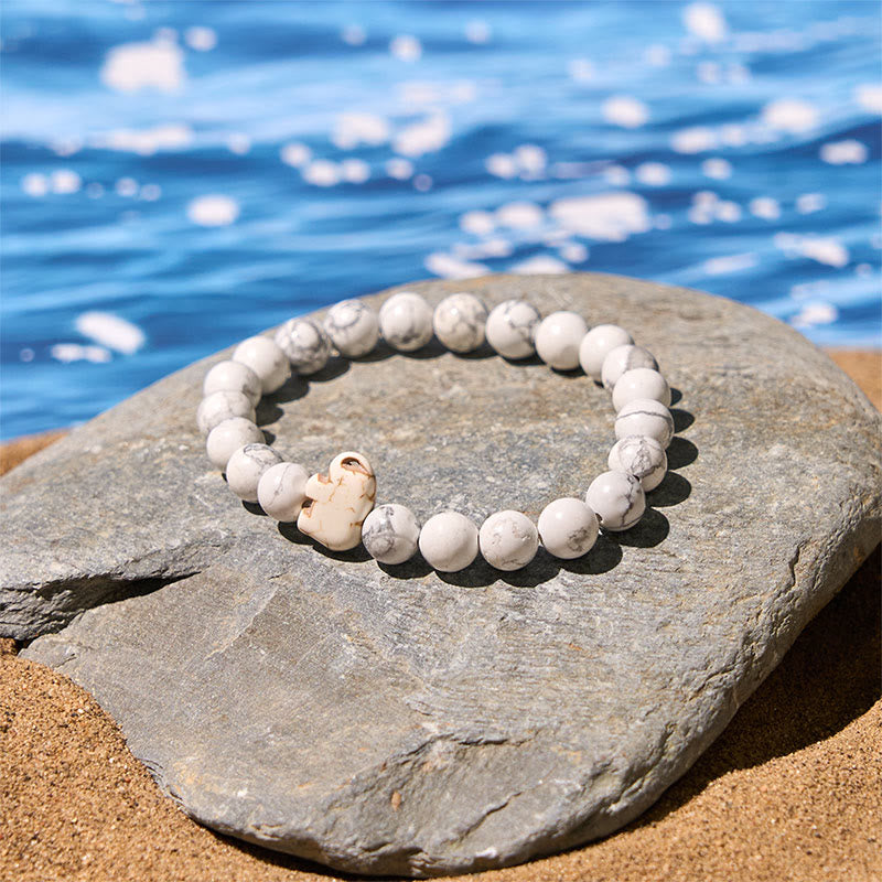 Natural Stone Elephant Symbol Beaded Bracelet: Inner Strength & Grounding