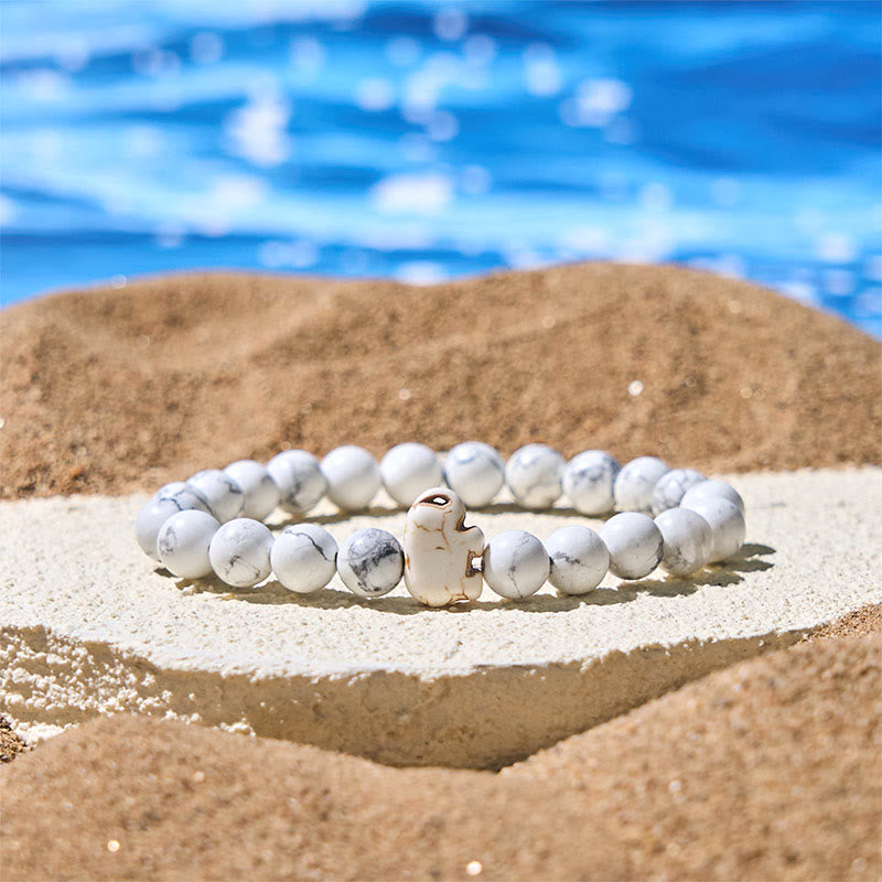 Natural Stone Elephant Symbol Beaded Bracelet: Inner Strength & Grounding