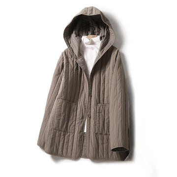 Tactile Quilted Cotton Hooded Meditation Jacket