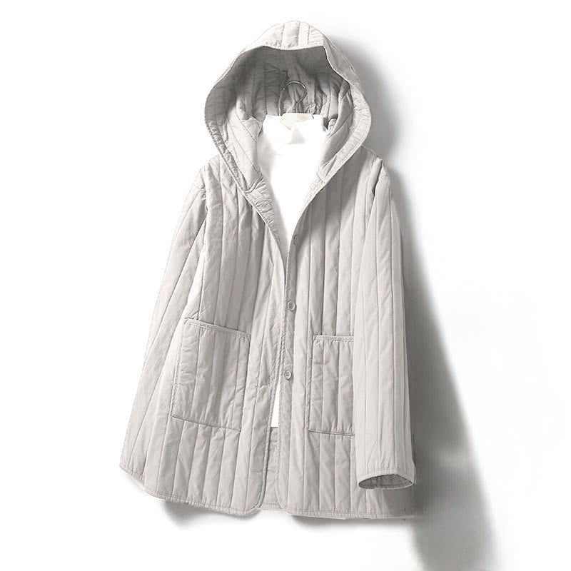 Tactile Quilted Cotton Hooded Meditation Jacket