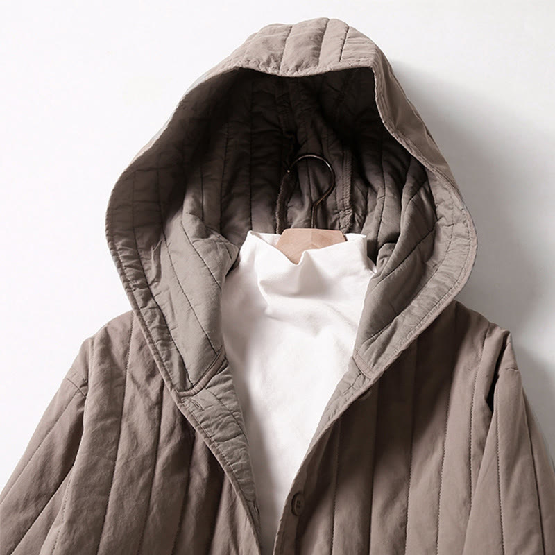 Tactile Quilted Cotton Hooded Meditation Jacket