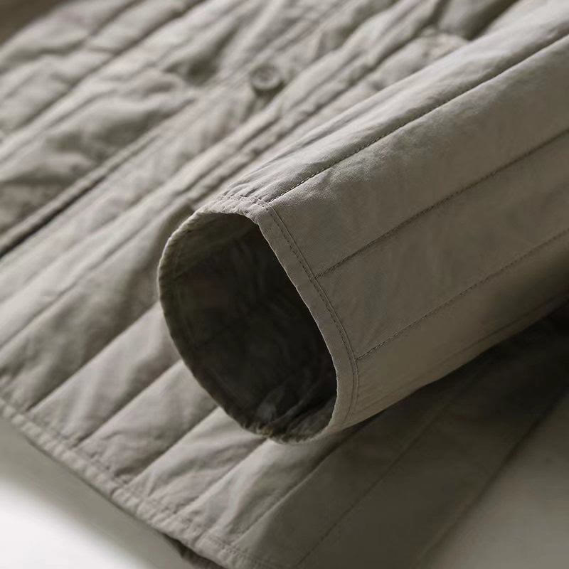 Tactile Quilted Cotton Hooded Meditation Jacket