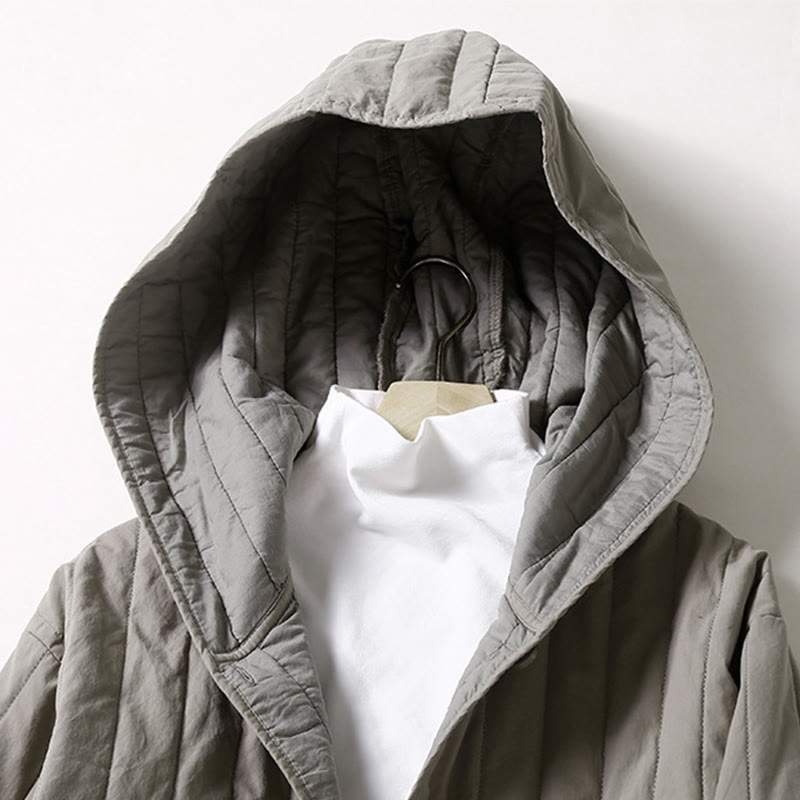 Tactile Quilted Cotton Hooded Meditation Jacket
