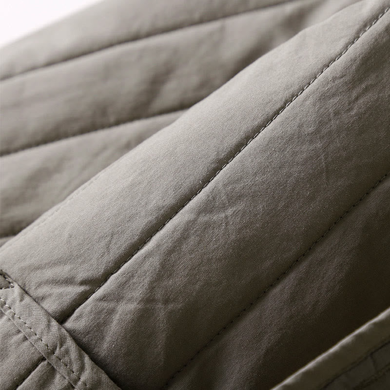Tactile Quilted Cotton Hooded Meditation Jacket