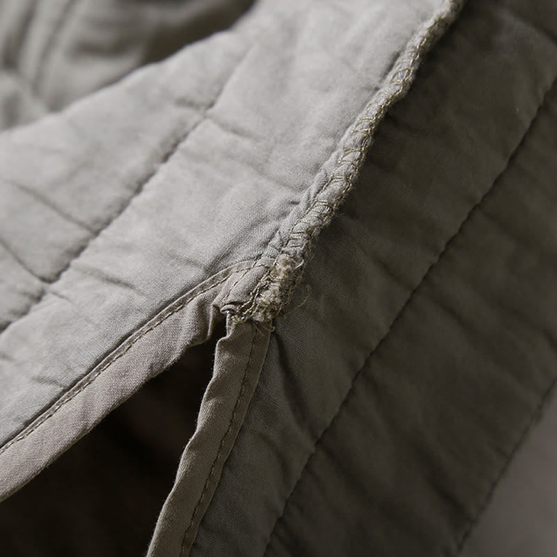 Tactile Quilted Cotton Hooded Meditation Jacket