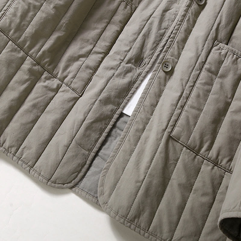 Tactile Quilted Cotton Hooded Meditation Jacket