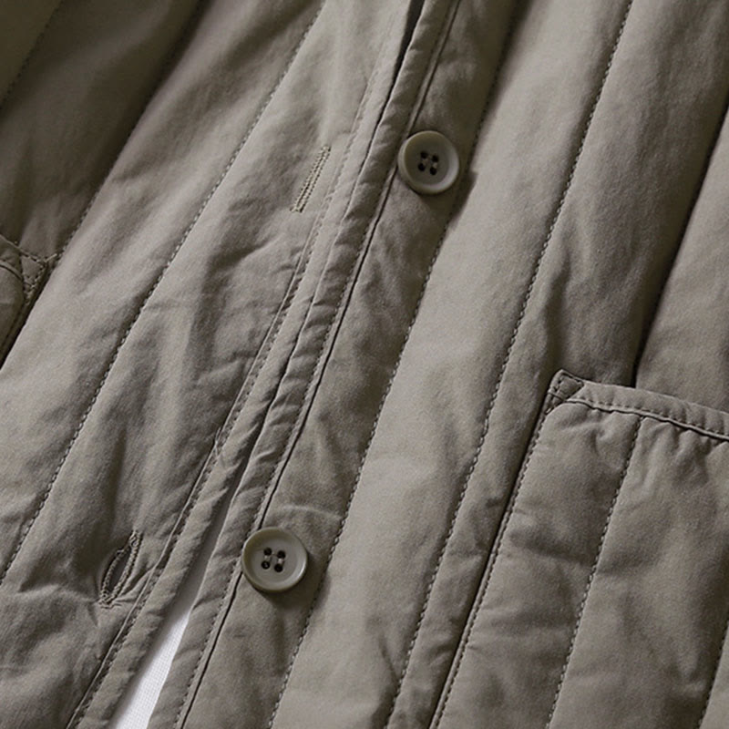 Tactile Quilted Cotton Hooded Meditation Jacket