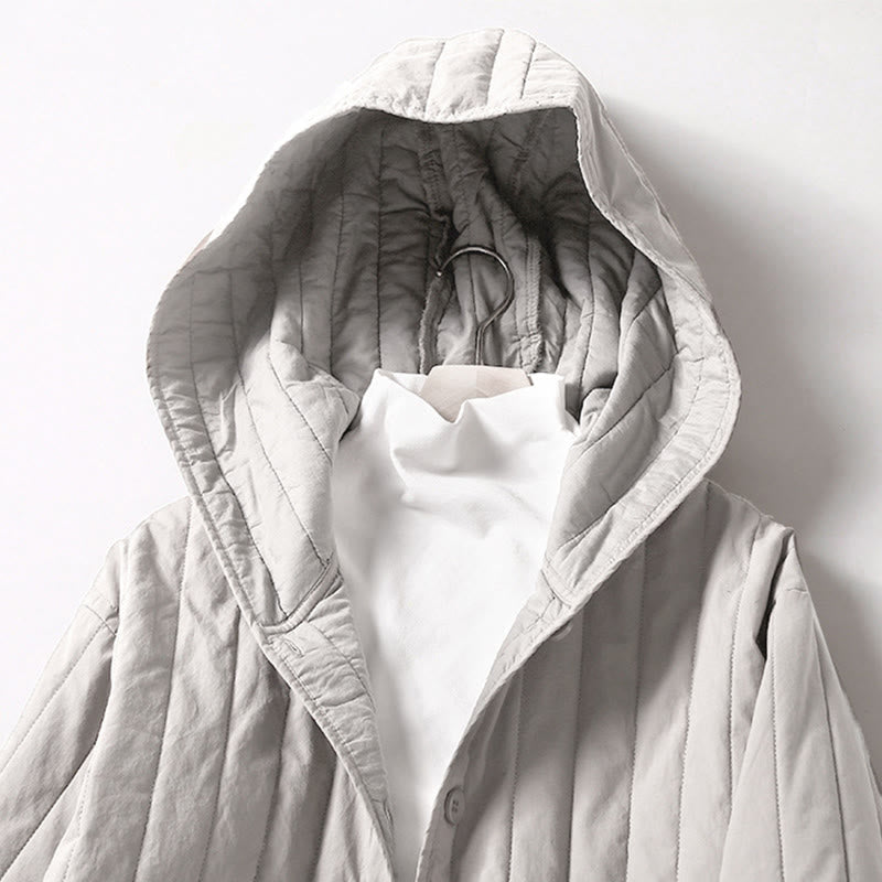 Tactile Quilted Cotton Hooded Meditation Jacket
