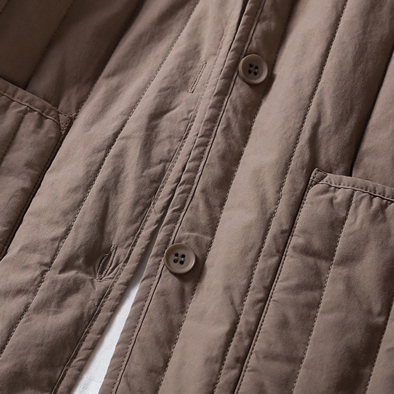 Tactile Quilted Cotton Hooded Meditation Jacket