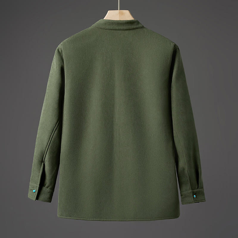 Winter Embroidered Butterfly Ribbon Fleece-Lined Men's Cotton Long Sleeve Jacket