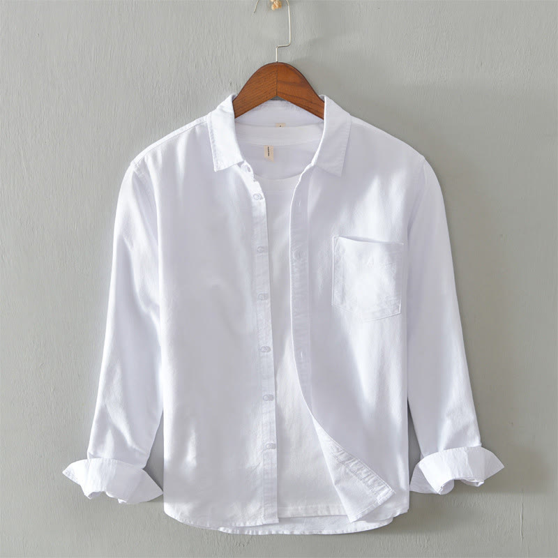 Tactile Cotton Stand Collar Minimalist Meditation Men's Shirt